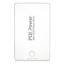 PQI 10 000 mAh Dual USB Power Bank with Built in Flash Light - White