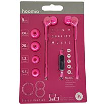 Stero Earphone with Mic Hot Pink 1.2M
