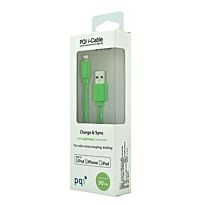 PQI - Apple Certified 90cm Flat cable length Lightning 8-Pin Syncing and Charging - Green (Made for iPhone/ iPad / iPad Mini)