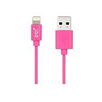 PQI - Apple Certified 90cm Flat cable length Lightning 8-Pin Syncing and Charging - Pink (Made for iPhone/ iPad / iPad Mini)