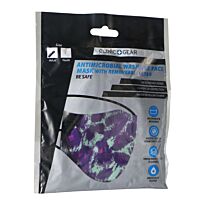 Clinic Gear Anti-Microbial Printed Mask Ladies Leopard Print - Turq and Purple