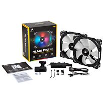 Corsair ML140 PRO RGB LED 140MM PWM Premium Magnetic Levitation Fan Dual Fan Pack with Lighting Node PRO