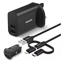 Philips USB Car and Wall Chargers with 3 in 1
