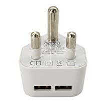 GIZZU 2 x USB 3-Prong Wall Charger White