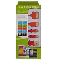 USB Mobile Data Cable 5 in 1 Red