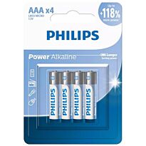 PHILIPS POWER ALKALINE BATTERY AAA 4 PACK - LR03P4B/40