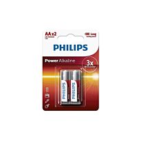 PHILIPS POWER ALKALINE BATTERY AA 2 PACK - LR6P2B/40