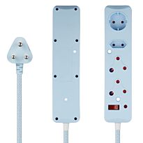 SWITCHED 4 Way Medium Surge Protected Multiplug 0.5M Braided Cord Blue