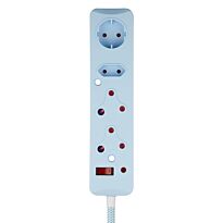 SWITCHED 4 Way Medium Surge Protected Multiplug 0.5M Braided Cord Blue