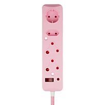 SWITCHED 4 Way Medium  Surge Protected Multiplug 0.5M Braided Cord Pink