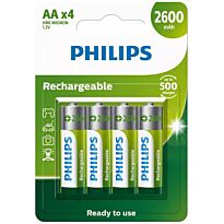 PHILIPS RECHARGEABLE BATTERY AA 4 PACK 2600MAH - R6B4B260/73