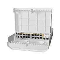 MikroTik netPower 16P 16 PoE Output 2 SFP+ Outdoor Switch | CRS318-16P-2S+OUT