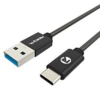 Rocka Blitz series USB Type C to USB v3.0 cable 1.5 meter - black metal flexi cable