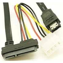 UniQue 4pin Power (Molex) Plug to SATA 15pin Power Socket Cable - combined with SATA 7pin data cable 30 cm -Black