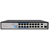 16 Port Fast Ethernet AI PoE Switch 2GE/1SFP Uplink