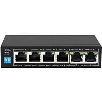 6 Port Fast Ethernet Switch with 4 AI PoE Ports and 2 FE Uplink