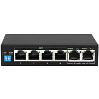 6 Port Gigabit Ethernet Switch with 4 AI PoE and 2 Uplink Ports