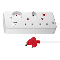 SWITCHED 4Way with 1xType C+1xUSB 2.4A socket Medium Surge Protected 0.5m