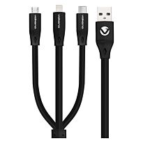 Volkano Slim Series Flat PVC 3 in 1 Cable 1m Black