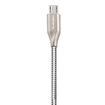 Volkano Iron Series Round Metallic Spring Micro USB Cable 1.2m Silver