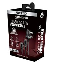 Volkano Presto series Double 3 pin IEC Power Cable 1.8m 10A - black