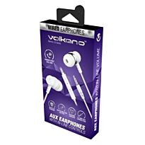 Volkano Stannic 2.0 Series Aux Earphones with Microphone - White