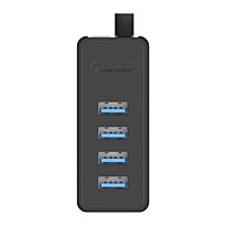 Orico 4 Port USB3.0 Hub Black|Micro USB Power Adapter Not Included - Black