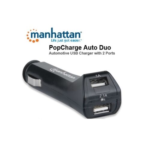 Manhattan PopCharge Auto Duo - Automotive USB Charger with 2 Ports