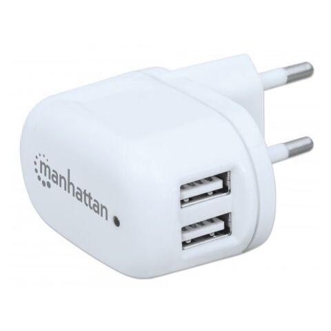 Manhattan PopCharge Home - Europlug C5 USB Wall Charger with Two Ports