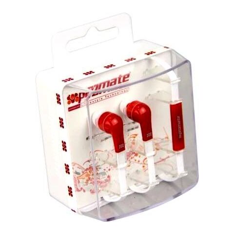 Promate Aurus Universal Hands-free Stereo Earphone Set with Microphone Red