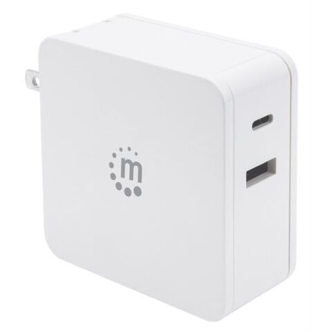 Manhattan Power Delivery Wall Charger - 60 W USB-C Power Delivery Port (up to 60 W) USB-A Charging Port (up to 2.4 A) White
