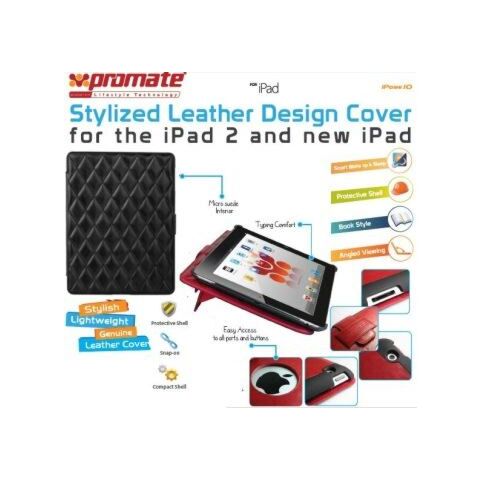 Promate iPose 10 Protective leather case with single level stand and side lock for new iPad -Black