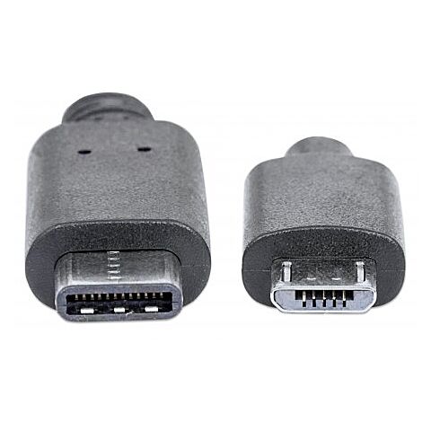 Manhattan Hi-Speed USB C Device Cable - USB 2.0 Type-C Male to Micro-B Male 480 Mbps 1m (3 ft.) Black