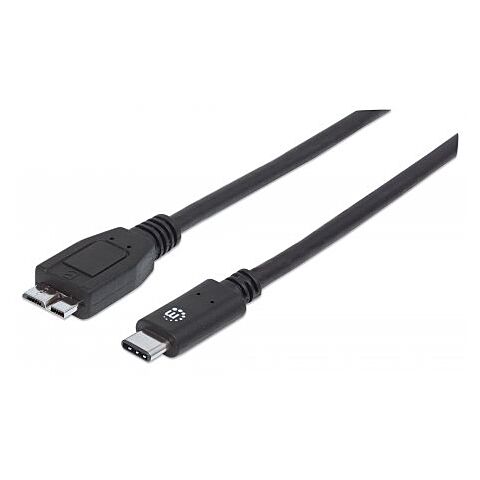 Manhattan USB 3.1 Gen2 Cable - USB Type-C Male / Micro-B Male 3A 1m (3 ft.) Black