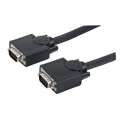 Manhattan SVGA Monitor Cable - HD15 Male / HD15 Male with Ferrite Cores 20 m (65 ft.) Black