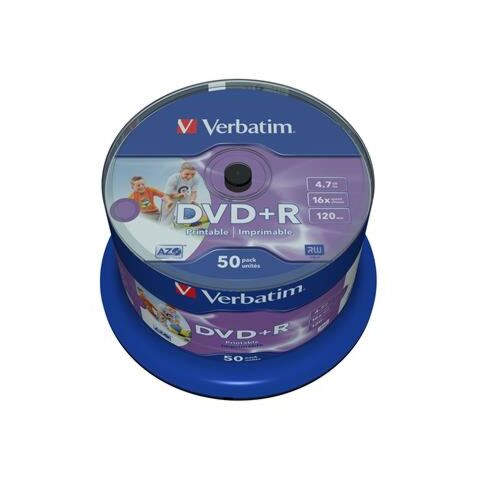 Verbatim - 4.7GB DVD+R (16x) - Printable No ID Spindle
