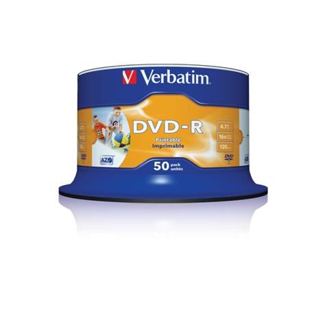 Verbatim - 4.7GB DVD-R (16x) - Printable Spindle (Box of 50)