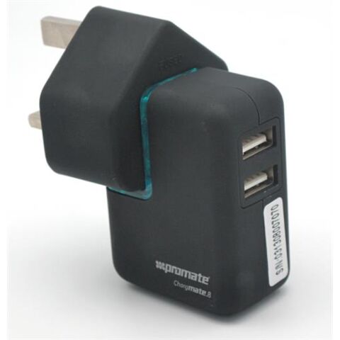 Promate chargMate 8 All in one Multi-regional USB power adapter with dual USB charing port and mobile tips