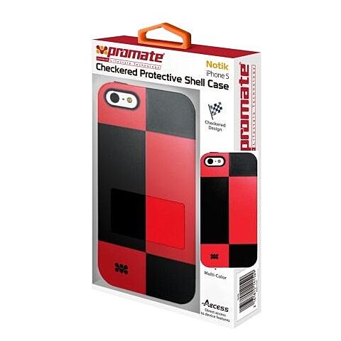 Promate Notik -Red Checkered Protective Shell Case for iPhone 5