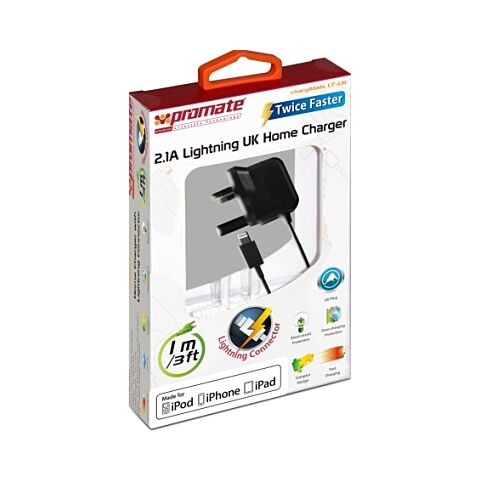 Promate ChargMateLT-UK Multifunction Lightning Home charger for iPad iPhone and iPod UK Standard
