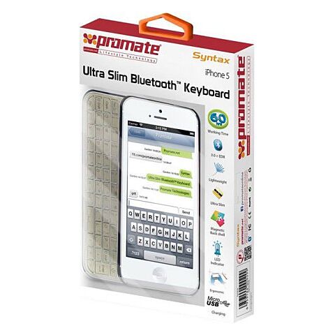 Promate Syntax Cover Charger And Bluetooth Keyboard For iPhone 5