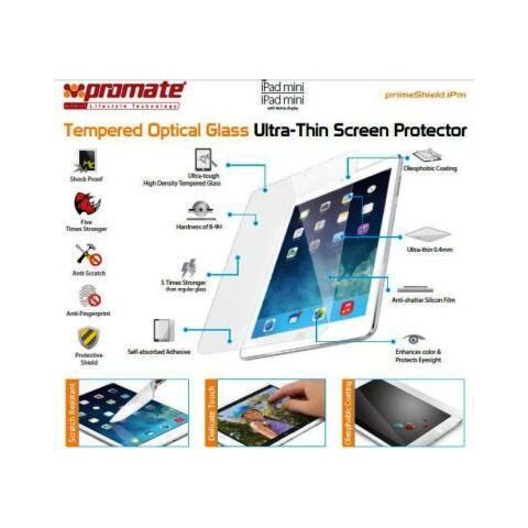 Promate Primeshield IPM Premium Ultra-Thin Tempered Optical Glass Screen Protector for iPad Mini and iPad Mini with Retina