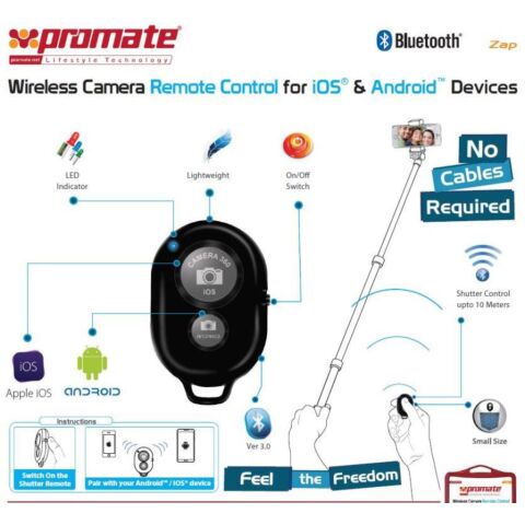 Promate Zap Wireless Camera Remote Control for iOS & Android Devices