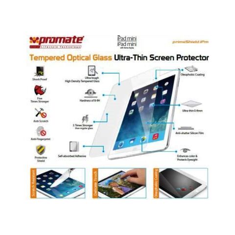 Promate primeShield iPm-Ultra-Thin Tempered Optical Glass Screen Protector for iPad mini