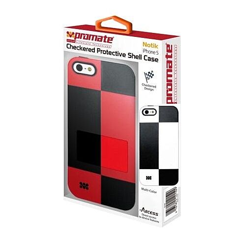 Promate Notik -White Checkered Protective Shell Case for iPhone 5