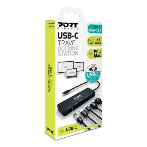 Port USB Type-C to 1 x RJ45|1 x USB3.0 SS|1 x Type-C 85W PD|1 x HDMI2.0|1 x VGA 30cm Cable Dock - Black