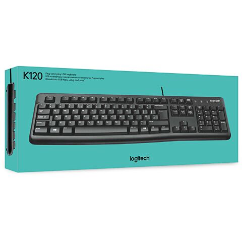 Logitech Corded Keyboard K120 Comfortable Quiet Typing