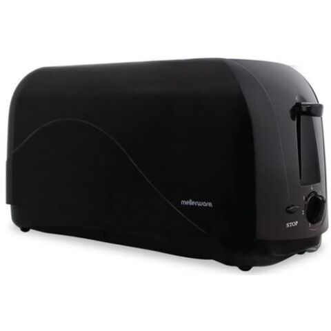 Mellerware 4 Slice Plastic Black Toaster 1300W Hot Slice