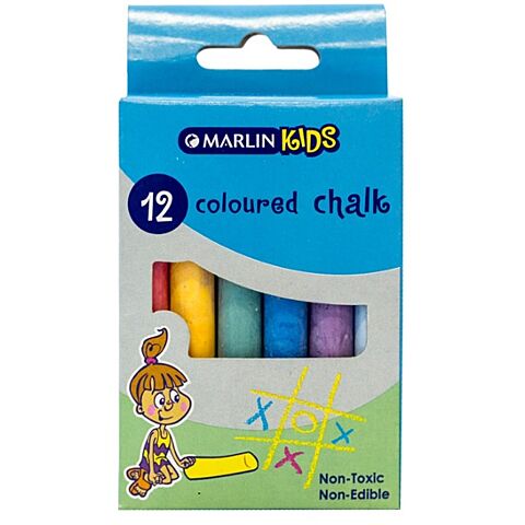 Marlin Kids Coloured Chalk Pack of 12 Non-Toxic 