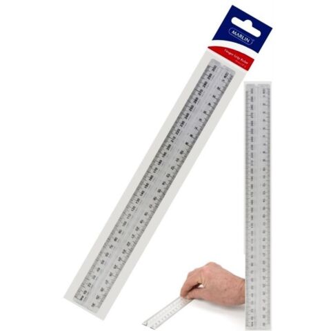 Marlin 30cm Finger Grip Ruler Clear- Raised Centre For Easy Handling